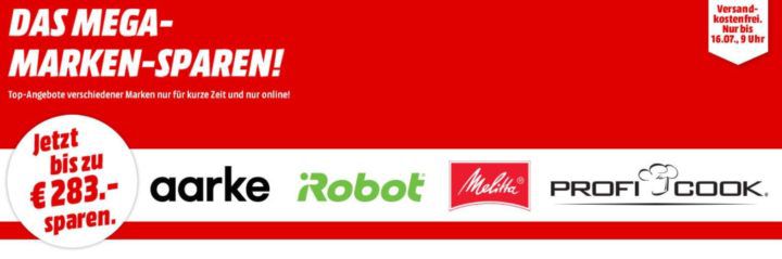 Media Markt Mega Marken Sparen: günstige Artikel von Aarke, iRobot, Melitta und ProfiCook