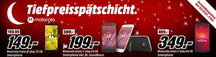 Media Markt Motorola Tiefpreisspätschicht: z.B. Moto G6 play 32 GB  für 149€ (statt 180€)