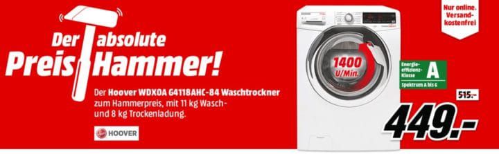 HOOVER WDXOA   11Kg smart Waschtrockner für 449€ (statt 555€)