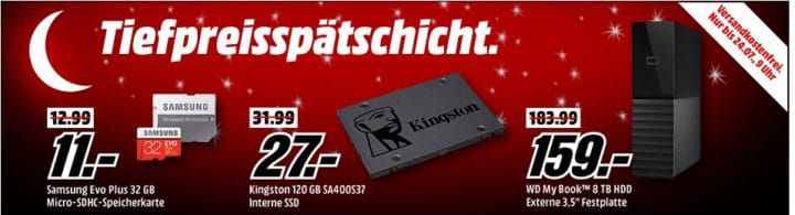 Media Markt Speicher Tiefpreisspätschicht günstige SSDs & Co. z.B. CRUCIAL MX300   525 GB SSD für 79€