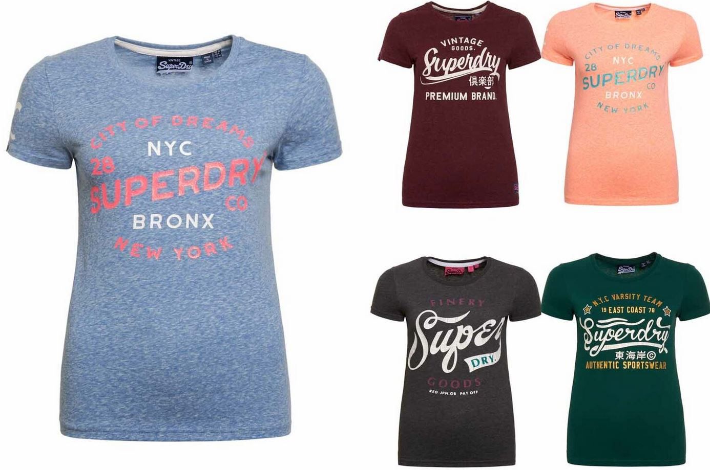 Superdry Damen T Shirts   20 Modelle bis XL für je 11,95€