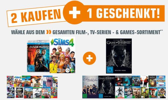 Top! SATURN:  3 für 2 Aktion auf Games, Filme und Musik