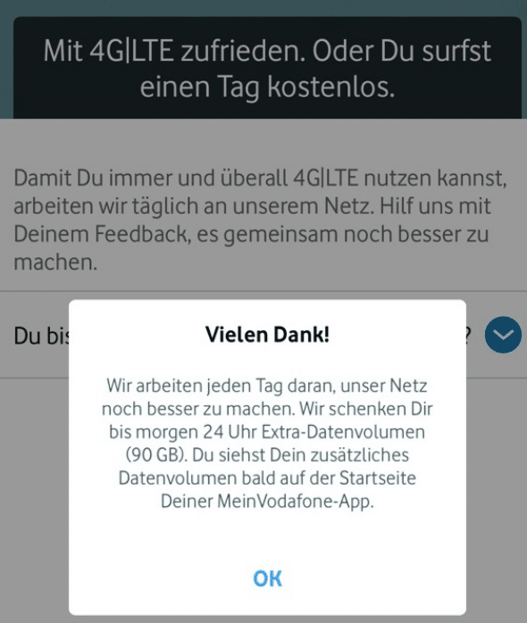Abgelaufen! Vodafone GigaGarantie: 90 GB Datenvolumen für 24h geschenkt