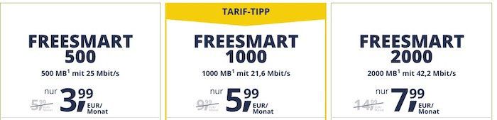 freenetMobile Tarife im Telekom oder Vodafone Netz mit bis zu 2GB Datenvolumen ab 3,99€ mtl.
