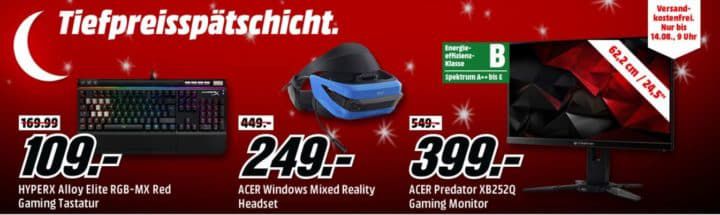 Media Markt Gaming Tiefpreisspätschicht: z.B. HYPERX Alloy Elite RGB MX mech. Gaming Tastatur für 109€ (statt 169€)