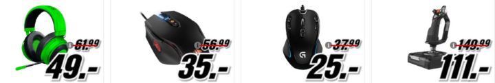 Media Markt GiGaGünstig Sale: PC Hardware & Zubehör reduziert   z.B. LOGITECH G300S GamingMaus für 25€ (statt 40€)