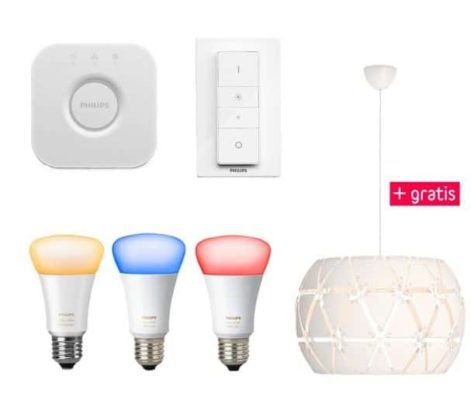 TOP! Philips hue White & Color Ambiance Starter Set: 3 x E27 + Bridge + Philips myLiving Pendelleuchte für 164,95€ (statt 248€)