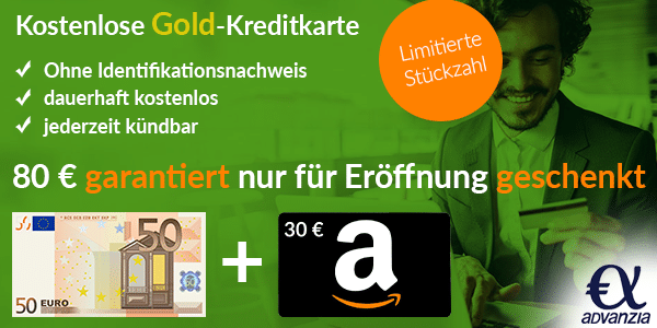 Knaller! Kostenlose Advanzia Mastercard Gold mit 80€ Prämie   nur für Neukunden