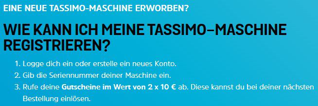 Bosch TASSIMO Vivy 2 Kaffeemaschine + 20€ Gutscheine für 29,90€