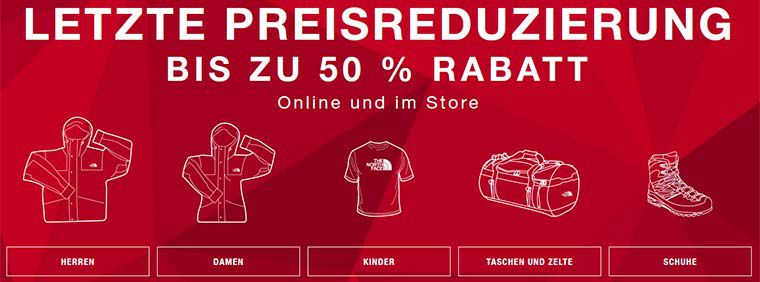 The North Face Sale mit bis zu 50% Rabatt + VSKfreie Lieferung + 10€ NL Gutschein