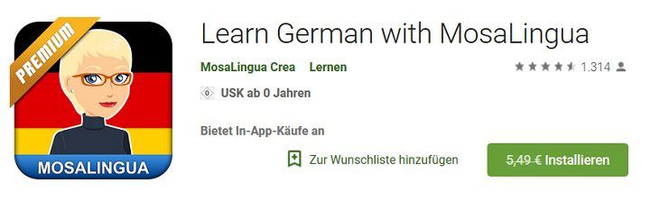 MosaLingua Premium – einfach Deutsch lernen (Android) kostenlos (statt 5,49€)