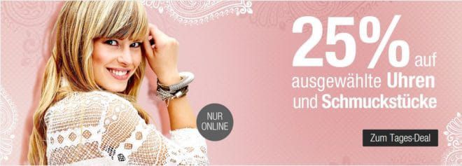 Galeria Kaufhof Dienstag Angebote: heute 25% Rabatt auf ausgewählte Uhren & Schmuckstücke, Taschen, Düfte und vieles mehr