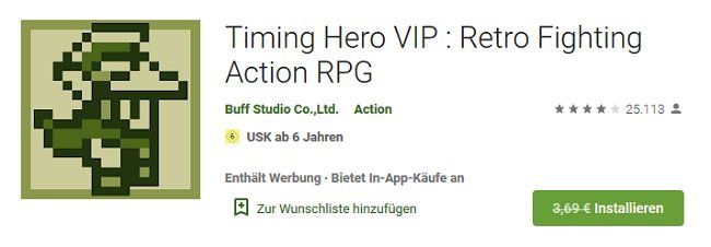 Android: Timing Hero VIP : Retro Fighting Action RPG gratis (statt 3,69€)