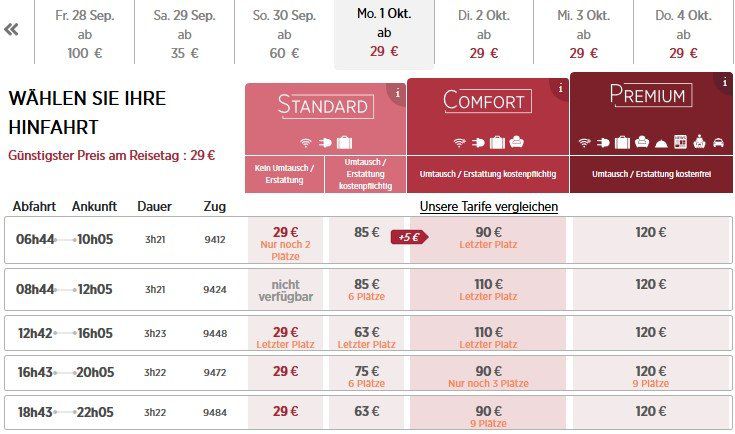 Ab 29€ nach Paris mit der Bahn   im Oktober/November 2018