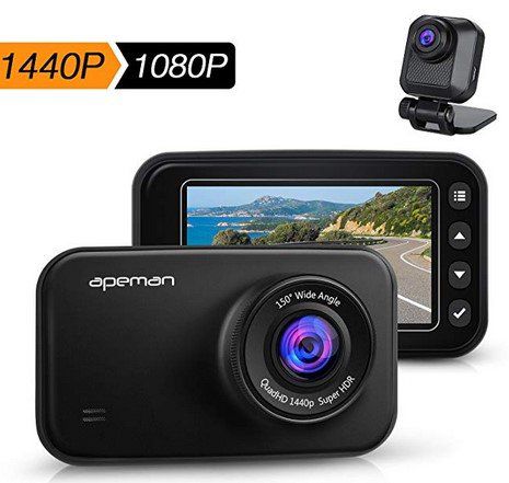 apeman C860A   1440p Dashcam mit Rückkamera für 77,99€ (statt 120€)