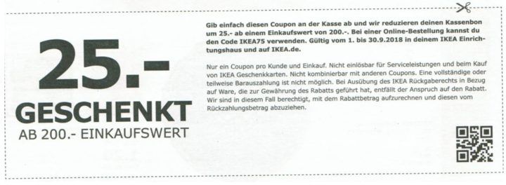 IKEA mit 25€ Rabatt ab 200€   Online und vor Ort