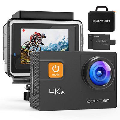 Apeman A80 (2018)   4K Actioncam mit 20 MP & 2 Akkus inkl. Transporttasche für 68,79€ (statt 86€)