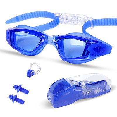 Schwimmbrille mit Nasenklammer & Ohrstöpsel für 3€ (statt 10€)   Prime