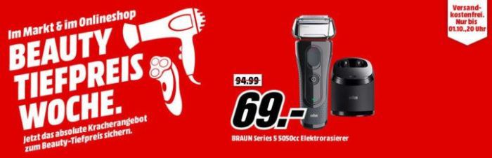 Media Markt Beauty Tiefpreis Woche: heute z.B. BRAUN Series 5 5050cc eRasierer mit Reinigungsstation für 69€ statt 91€   Top!