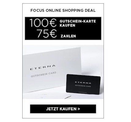 TOP! 100€ eterna Gutschein kaufen und nur 75€ zahlen (+ 0,95€ VSK)