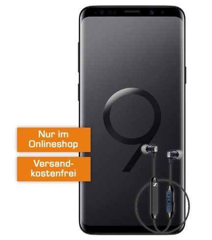 TOP! Samsung Galaxy S9+ inkl. Sennheiser CX6 für 1€ + real Allnet im D2 Netz mit 8 GB für 31,99€ mtl.