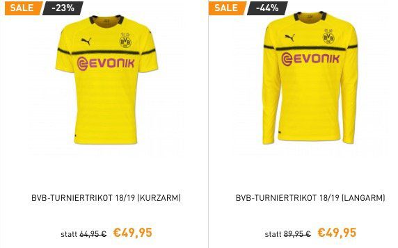 Alle BVB Trikots für nur 49,95€ + keine Versandkosten im BVB Shop