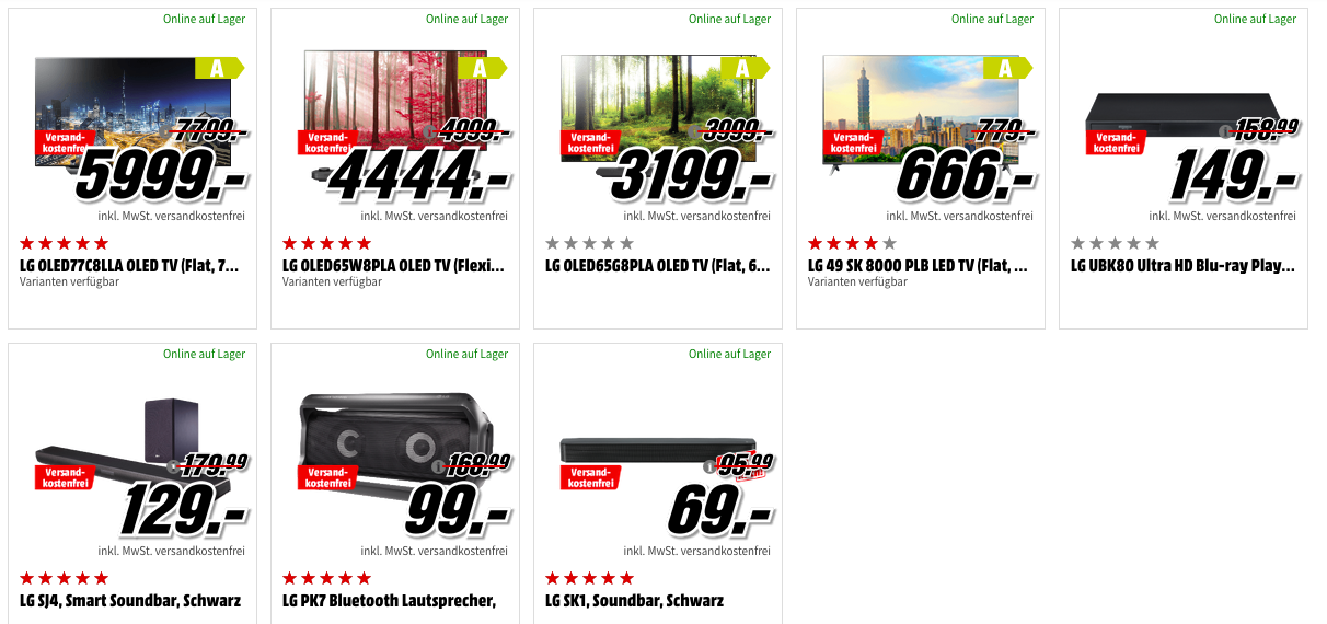 Mega Marken Sparen bei MediaMarkt: Angebote von LG, Panasonic, Bose und Beats