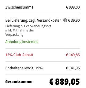 Miele Waschmaschinen zu Bestpreisen dank 15% Media Markt Club Rabatt