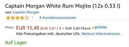 12er Pack Captain Morgan White Rum Mojito Dosen je 0,33 Liter für 15,36€ (statt 29€)   nur für Primer!