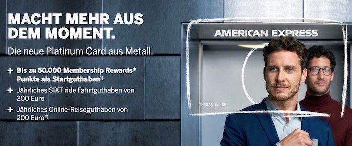 Knaller! 200€ Reiseguthaben pro Jahr + bis zu 50.000 Punkte (bis zu 1.000€ Wert) dank American Express Platinum Card   bitte genau lesen!