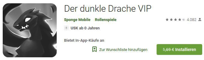 Der dunkle Drache (Android) gratis statt 1,69€