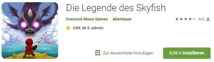 Die Legende des Skyfish (Android) gratis statt 3,99€