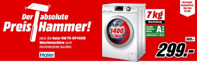 Haier HW70 BP14636   Waschmaschine mit 7kg A+++ für 299€ (statt 379€)