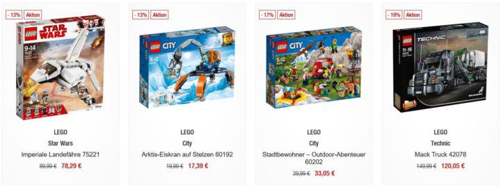 Galeria Kaufhof Dienstag Angebote: heute 13% Rabatt auf ausgewählte Spielwaren von Lego Star Wars, Technic, City & Harry Potter