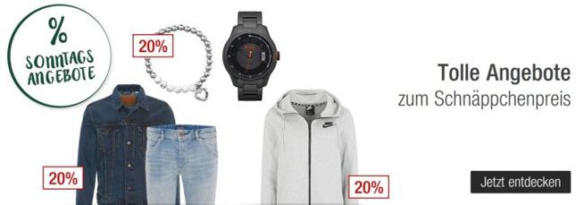 Galeria Kaufhof Sonntagsangebote   20% Rabatt auf Herren  u  Sportfashion, Hot Wheels und Barbie   und vieles mehr