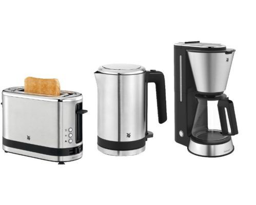 TOP! WMF KÜCHENminis: Edelstahl Frühstücksset mit Kaffeemaschine, Wasserkocher und Toaster für 99€ (statt 149€)