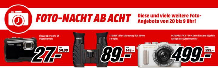 Media Markt Foto Late Night: günstige Kameras und Zubehör   z.B. ROLLEI 22641 Traveler Gimbal für 77€ (statt 88€)