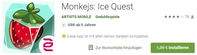 Monkejs: Ice Quest (Android) gratis statt 1,59€