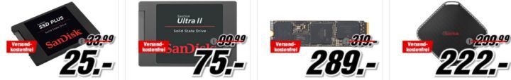 Media Markt Speicher Tiefpreisspätschicht: z.B: 400 GB  SANDISK Ultra micro SDXC Speicherkarte für 99€