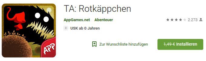 TA: Rotkäppchen (Android) gratis statt 1,49€