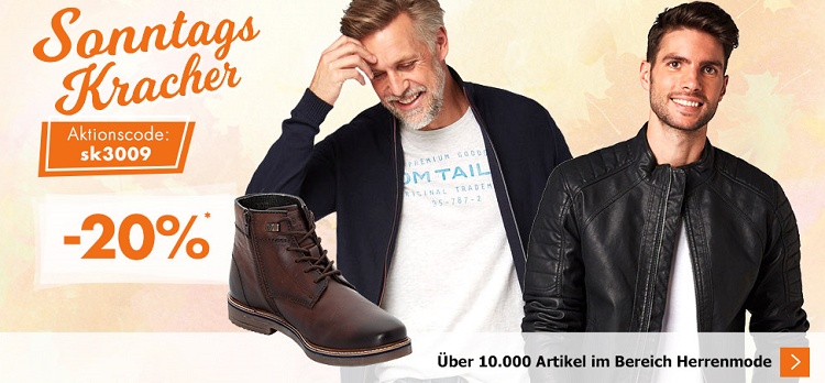 Karstadt Sonntags Kracher mit 20% auf Herrenmode, Fitnessbekleidung &  schuhe und mehr