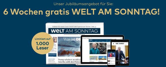 6 Wochen Welt am Sonntag gratis – endet automatisch