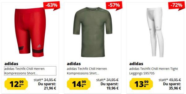 adidas Techfit mini Sale: günstige Sport Funktionswäsche ab 12,99€ (+VSK)
