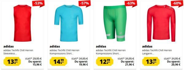 adidas Techfit mini Sale: günstige Sport Funktionswäsche ab 12,99€ (+VSK)