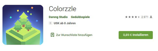 Colorzzle (Android) gratis statt 0,89€