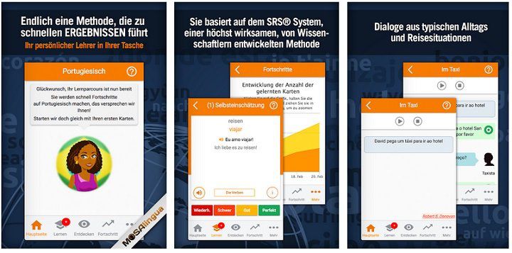 MosaLingua Premium – einfach Portugiesisch lernen (Android) kostenlos (statt 5,49€)