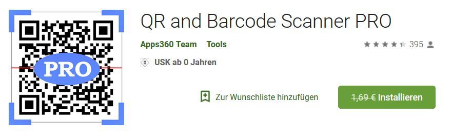 QR and Barcode Scanner PRO (Android) gratis (statt 1,49€)