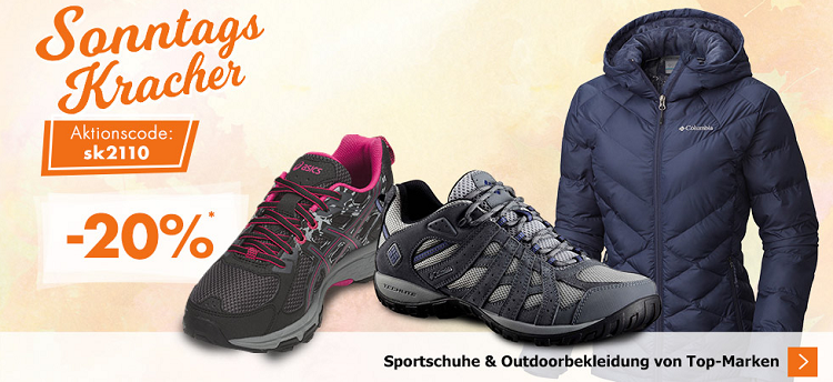 Karstadt Sonntags Kracher mit u. A. 20% auf Sportschuhe oder Outdoorbekleidung