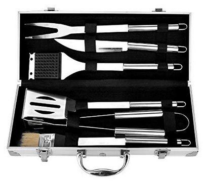 6tlg Edelstahl Grillbesteck Set im Aluminiumkoffer für 15,94€ (statt 29€)