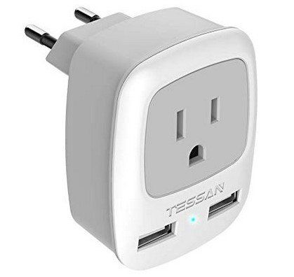 Tessan Reisestecker für USA Stecker in EU Dose inkl. 2 USB Ports für 5,20€